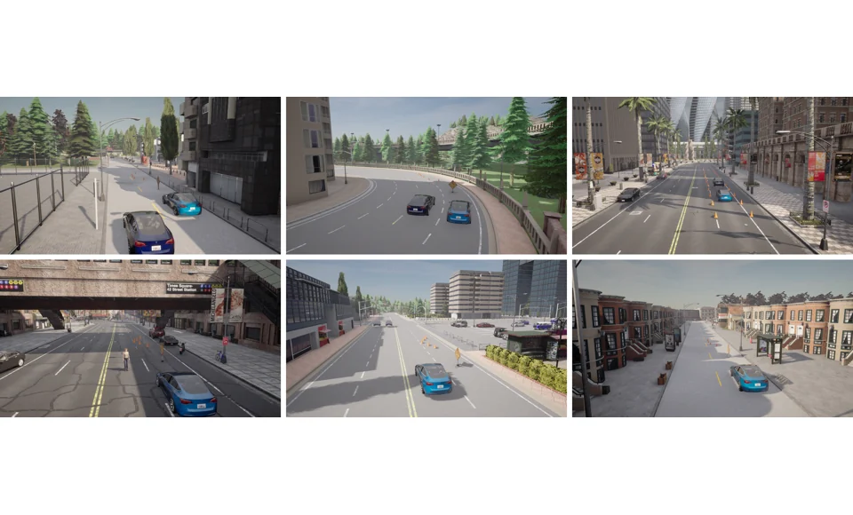 Six WZ-Plan roadway work-zone scenarios for evaluating autonomous vehicle motion planning